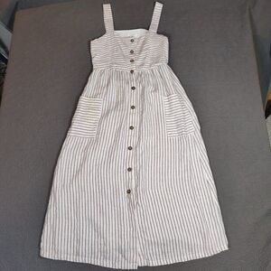 Artisan Ny Red and Cream Buttoned Midi Sundress